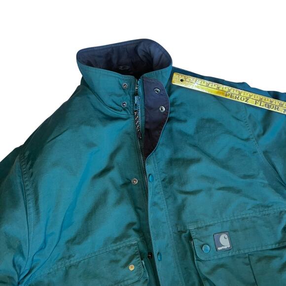 Vintage Carhartt workman's Nylon bomber style men's coat hunter green - Picture 8 of 11